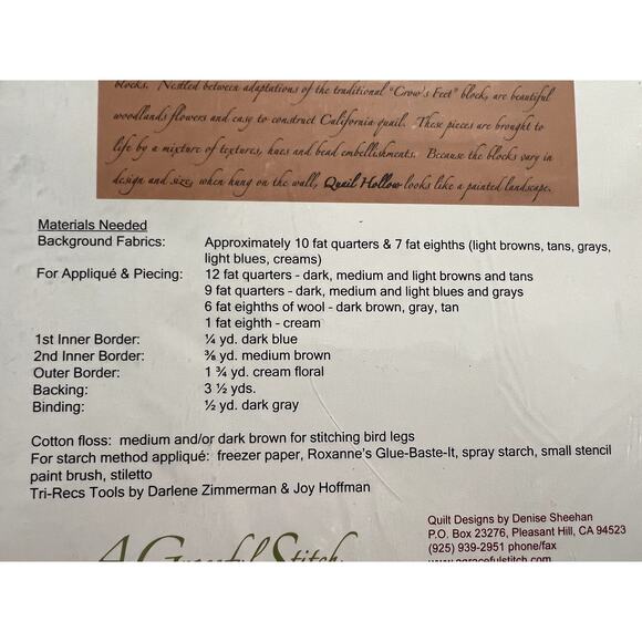 quilt pattern quil hollow a graceful stitch 55 1/2" x 58 1/2" - Picture 5 of 6